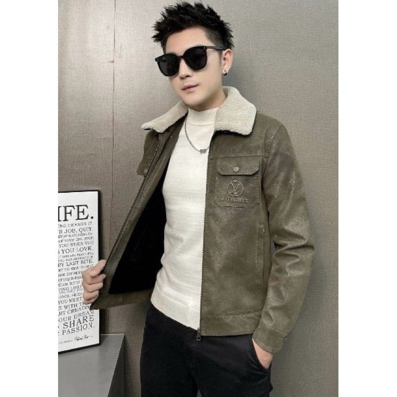 Áo khoác da nam cổ lông lót lông siêu ấm hàng mới nhất năm nay