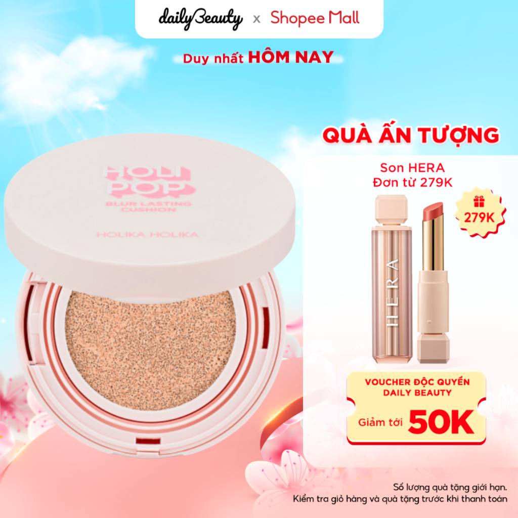 Phấn nước che khuyết điểm dưỡng da Hàn Quốc Holika Holika Holi Pop cấp ẩm lâu trôi chống thấm SPF50+ PA+++ (13g)