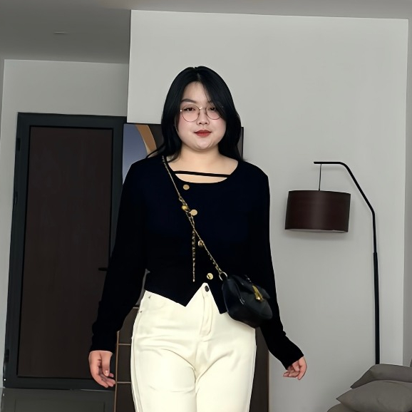 Áo BIGSIZE len gân khuy chéo M9654 55-95KG