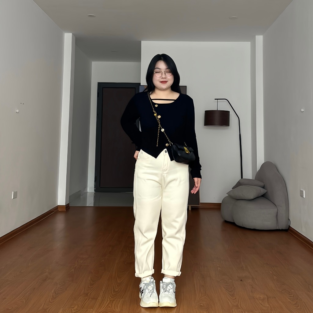 Áo BIGSIZE len gân khuy chéo M9654 55-95KG