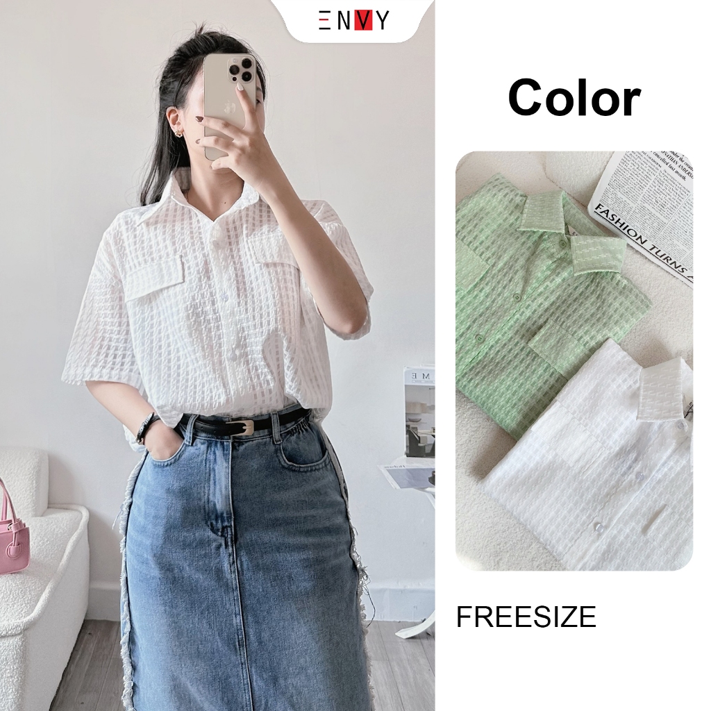 Áo Sơ Mi Nữ Tay Ngắn Trẻ Trung ENVY S240
