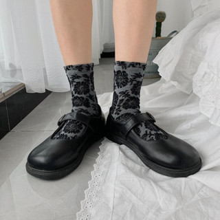 Tất cổ cao nữ Họa tiết 3D Cotton Thu Đông Ulzzang Hàn Quốc Vớ cao cổ nữ 3 Chiều Thời trang