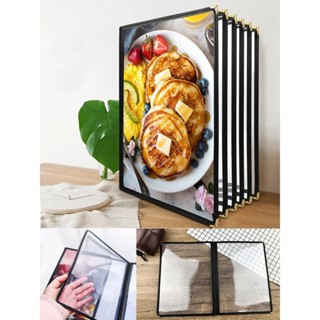Quyển menu trong suốt khổ A4 nhiều lá, bìa menu thực đơn viền da lá trong