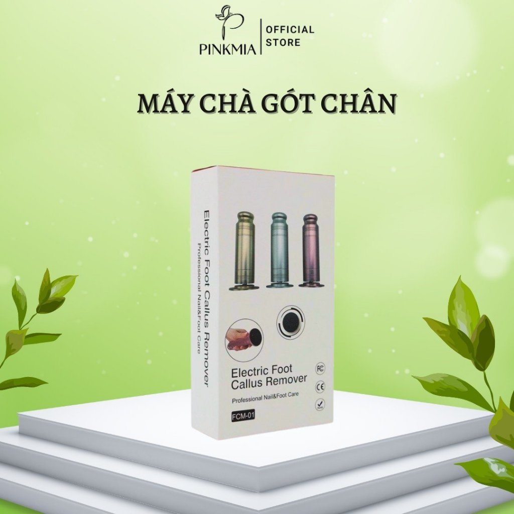 Máy Chà Gót Chân Pinkmia, Máy Tẩy Tế Bào Chết Cho Tiệm Nail, Cá Nhân Tại Nhà - Tặng Kèm 60 Miếng Chà