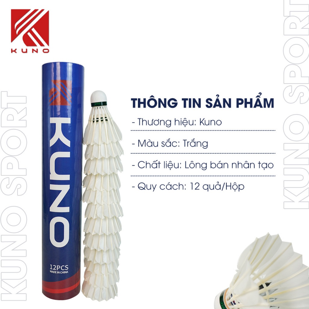 Hộp Cầu Lông KUNO 3IN1 12 Quả Cao Cấp Dùng Thi Đấu Trong Nhà, Ngoài Trời, Chắc Chắn Chịu Được Lực Va Đập Mạnh