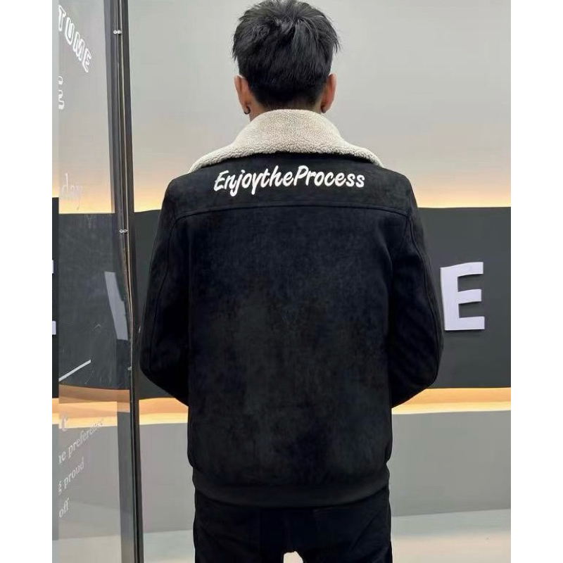 Aoas Khoác Da Lộn Nam Cao Cấp Cổ Lông Siêu Ấm