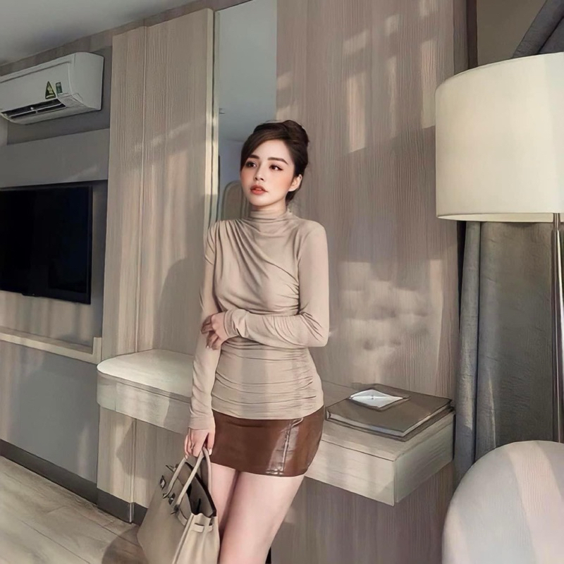 Áo thun tay vài cách điệu nhún vai và eo dễ mặc dễ phối