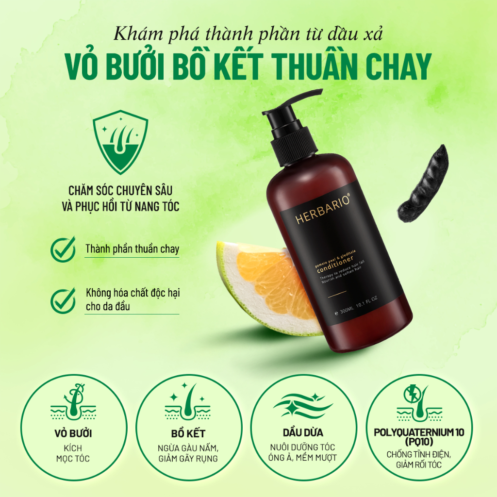 HÀNG TẶNG KHÔNG BÁN - Dầu xả vỏ bưởi & bồ kết Herbario 300ml