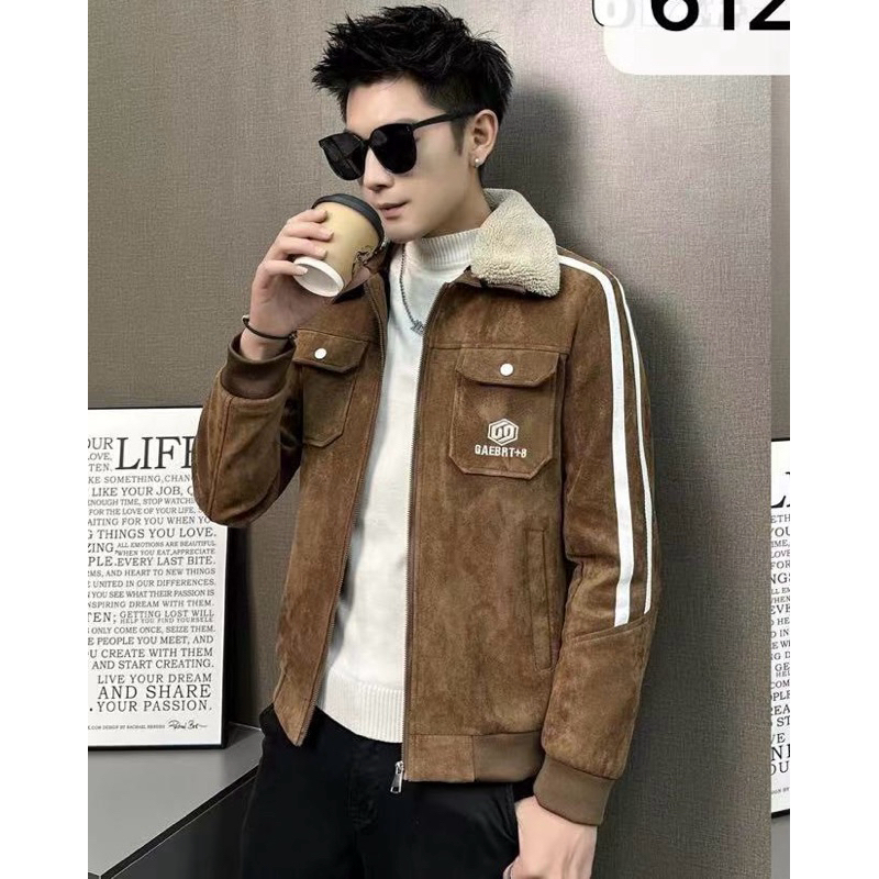 Áo Khoác da Lộn NYC Cổ Lông,Lót Lông Siêu Ấm Mẫu Mới Nhất