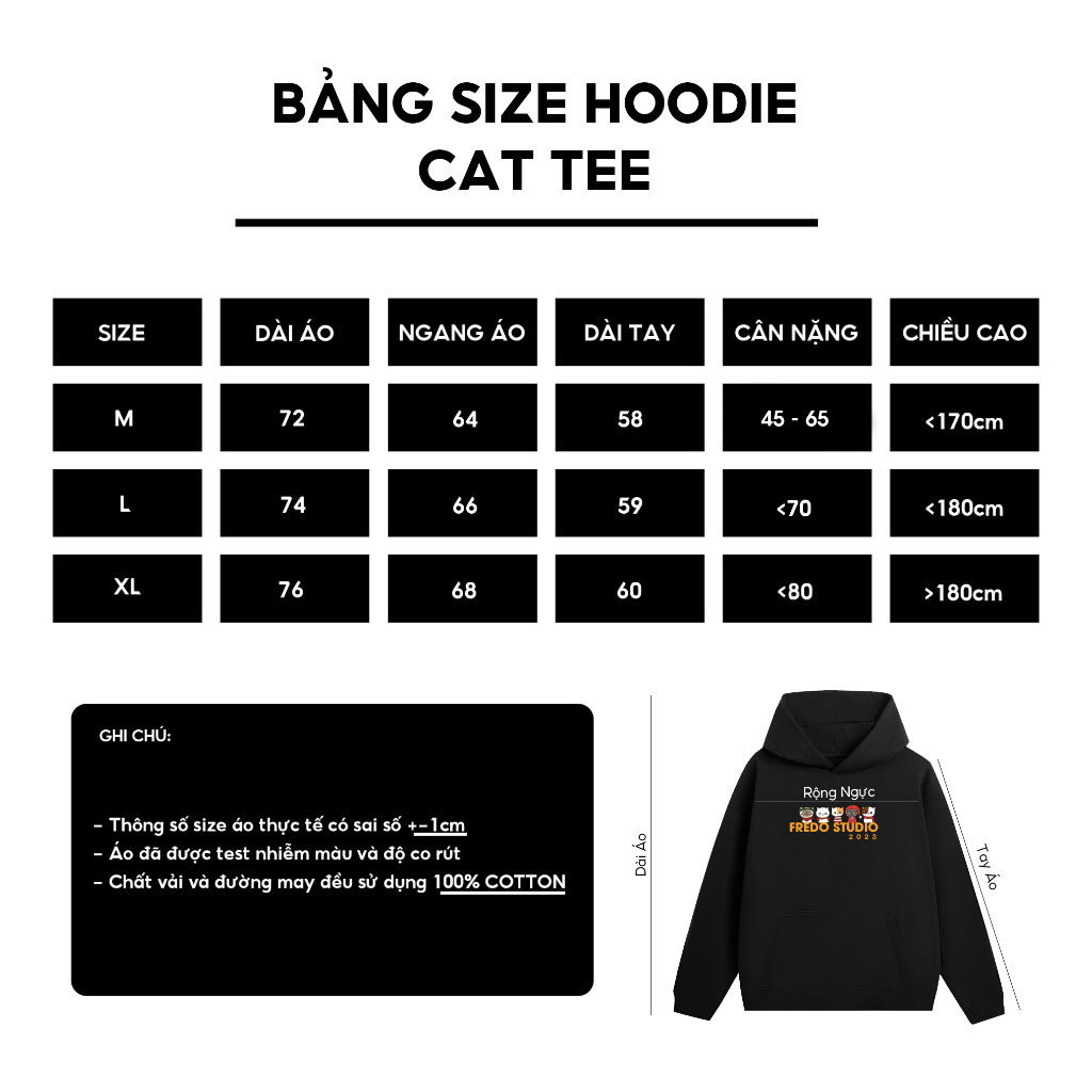 Áo Hoodie CAT TEE Nam Nữ Premium FREDO Local Brand Unisex 100% Cotton 400GSM Fredo Menwear