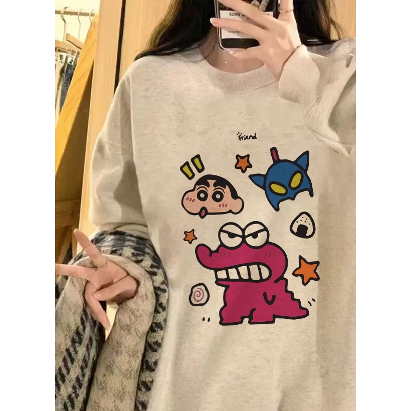 Focus local brand fashion vintage Xám áo sweater nỉ bông form rộng unisex basic 100%cotton