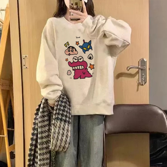 Focus local brand fashion vintage Xám áo sweater nỉ bông form rộng unisex basic 100%cotton