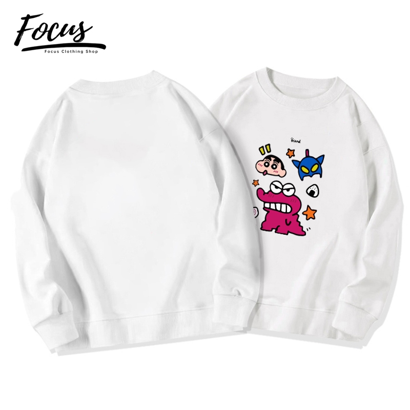 Focus local brand fashion vintage Xám áo sweater nỉ bông form rộng unisex basic 100%cotton