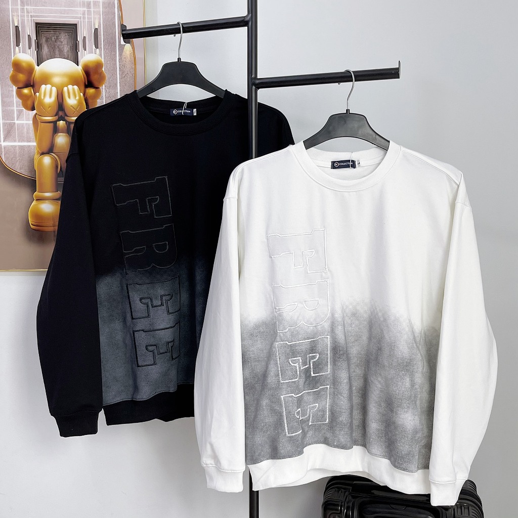 Áo sweater, áo nỉ dài tay thu đông form rộng thêu gấu xanh bear, chất vải nỉ da cá giữ ấm tốt, thời trang đôi nam nữ