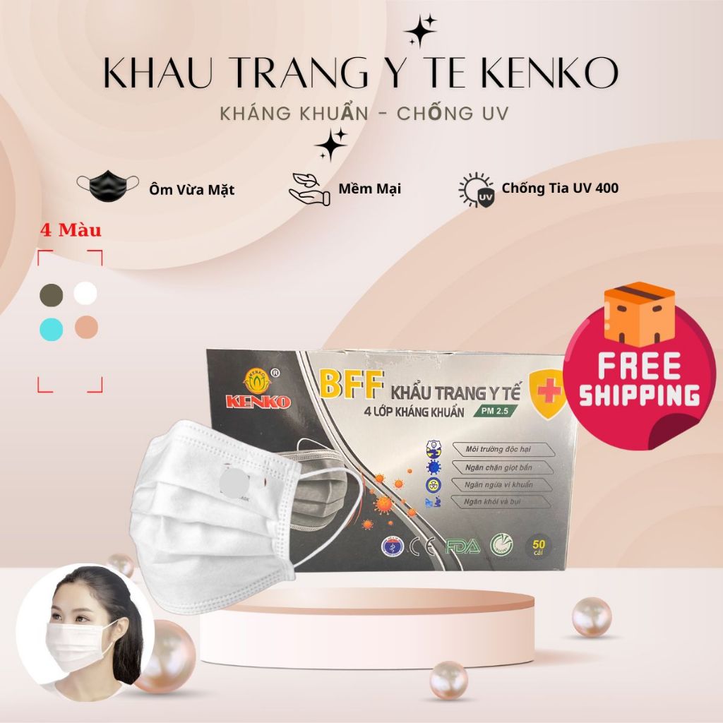 KHẨU TRANG Y TẾ 4 LỚP KENKO Người Lớn Chống Tia UV Cao , Khẩu Trang Kháng Khuẩn fom To Cao Cấp