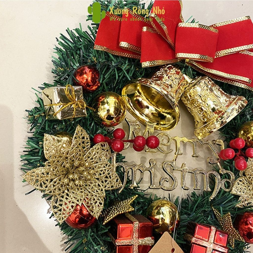 Vòng nguyệt quế giáng sinh 30cm, Vòng hoa trang trí noel Xương Rồng Nhỏ