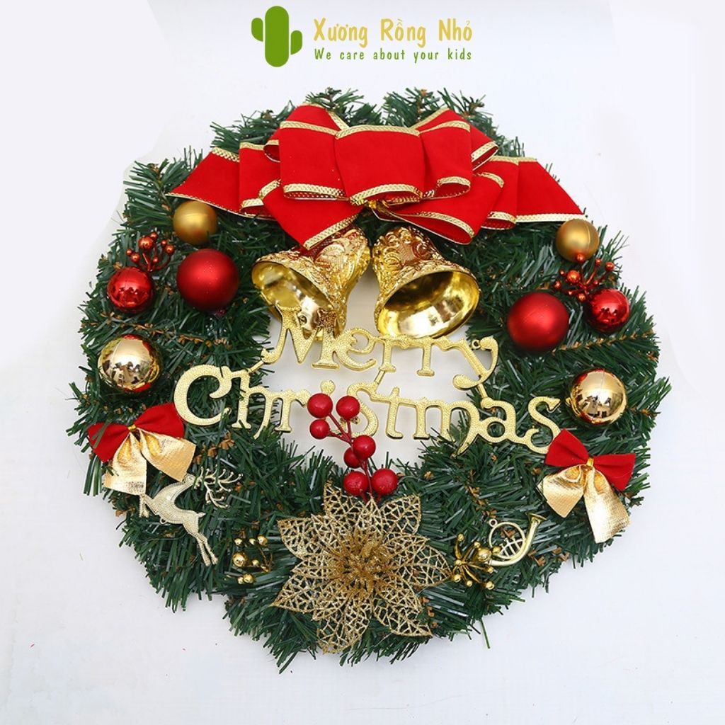 Vòng nguyệt quế giáng sinh 30cm, Vòng hoa trang trí noel Xương Rồng Nhỏ