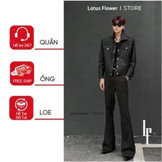  Quần vải ống loe nam LOTUS FLOWER  hàn quốc Quần tây Vitex ống loe nhẹ nam đứng hack dáng - Black 