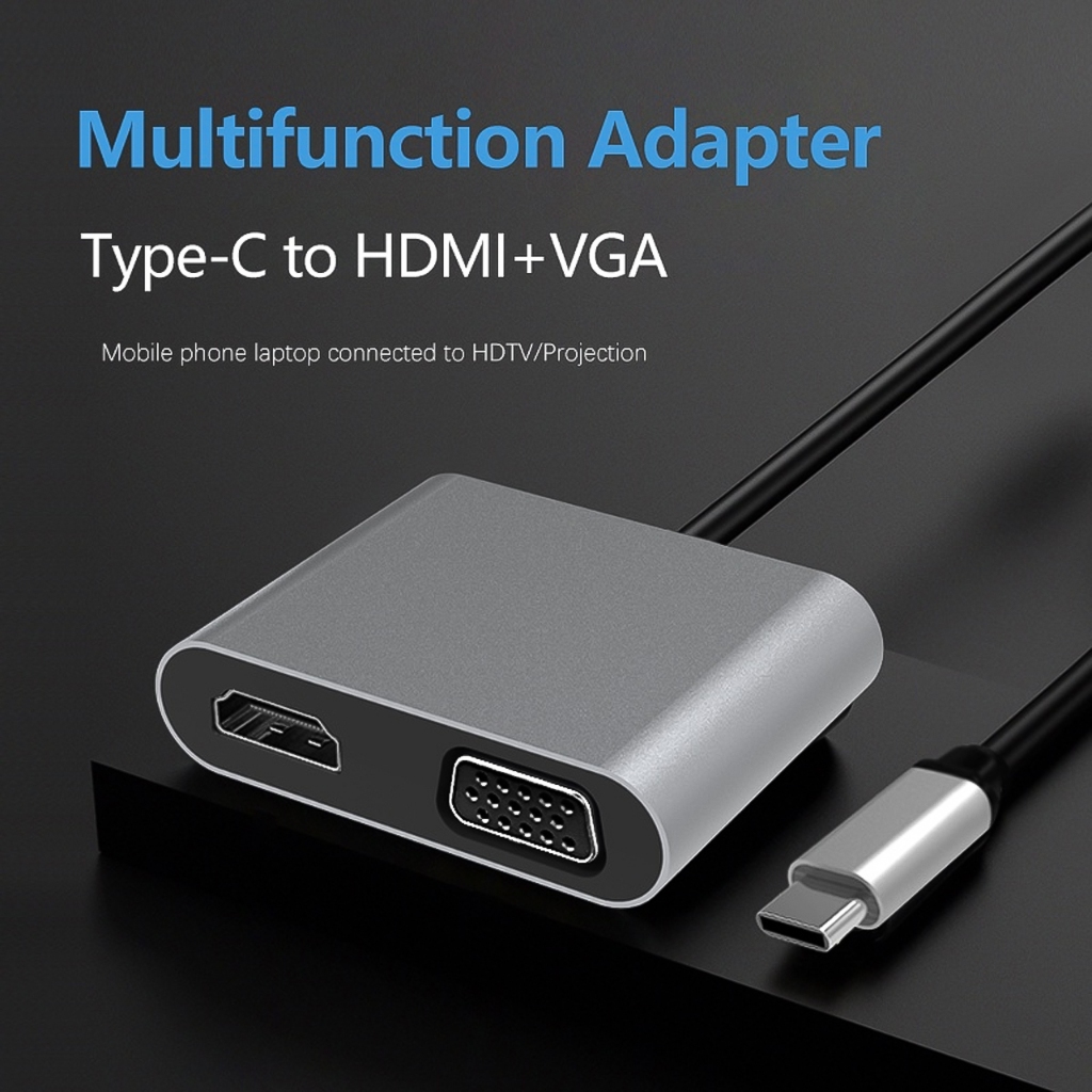 Bộ Cáp Chuyển Đổi Vinetteam Type-c Sang HDMI VGA Hỗ Trợ Chất Lượng Cao 4K