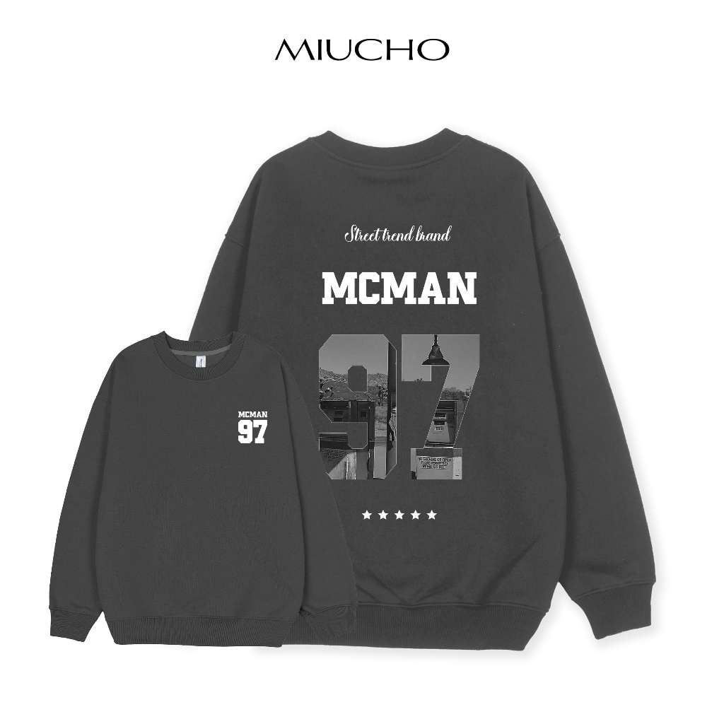 Áo sweater nam form rộng STD470 Miucho chân cua in mix