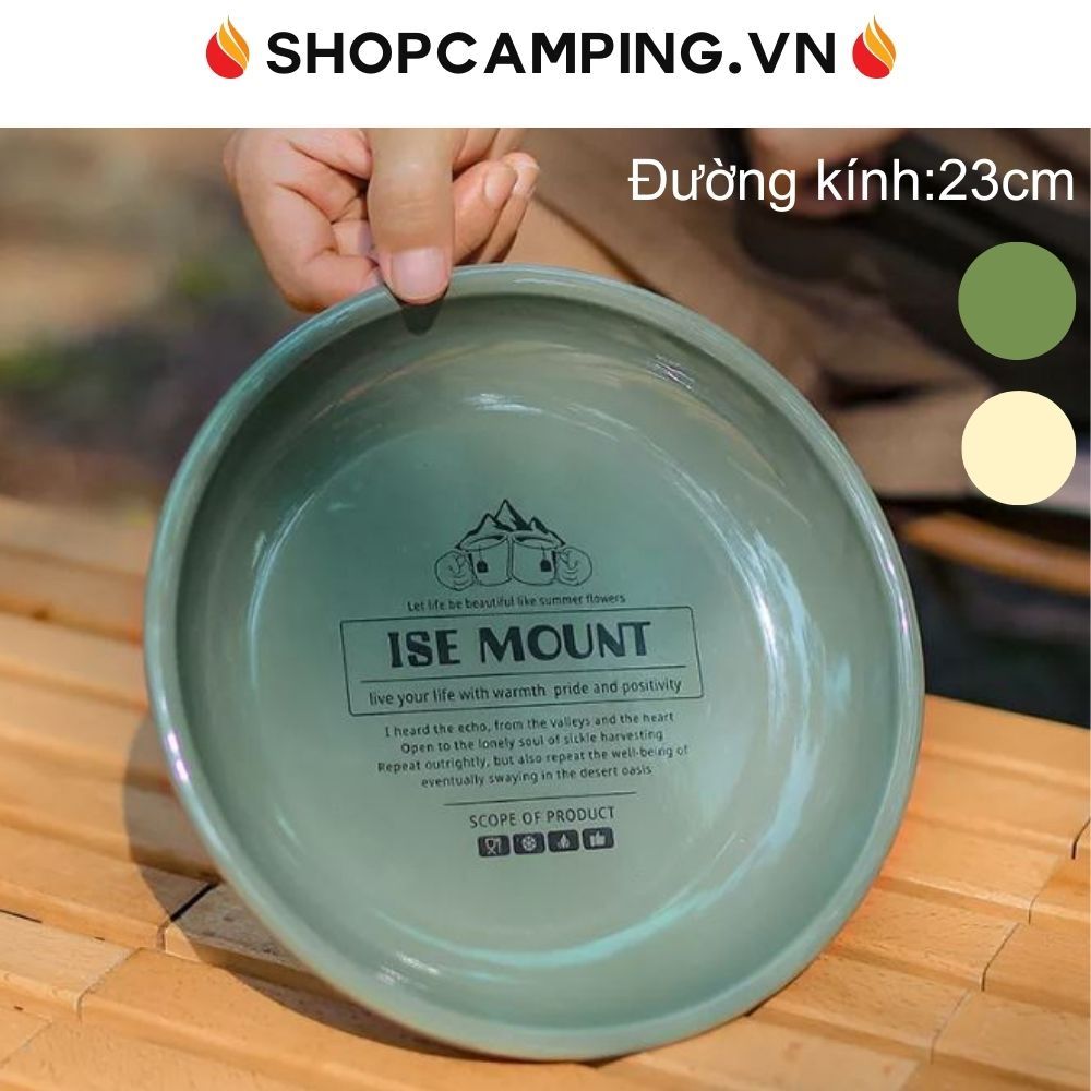 Đĩa tráng men gọn nhẹ 23cm Ise Mount, đĩa dã ngoại cắm trại - Camping VietNam