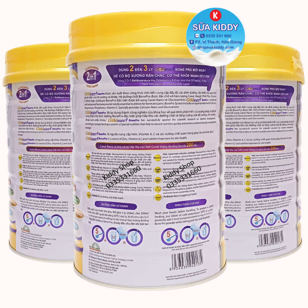 Sữa xương khớp GOLDSURE BONE PRO 900g dành cho người đau nhức xương khớp, thoái hóa khớp