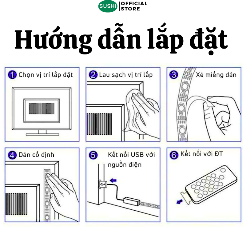 Dây Đèn Led Sushi 16 Triệu Màu Nháy Theo Nhạc