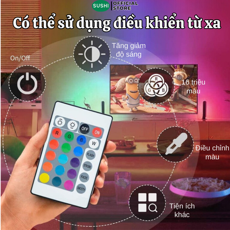 Dây Đèn Led Sushi 16 Triệu Màu Nháy Theo Nhạc