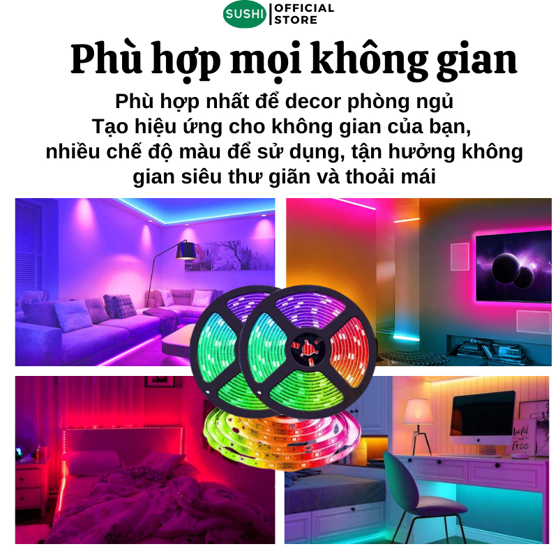 Dây Đèn Led Sushi 16 Triệu Màu Nháy Theo Nhạc