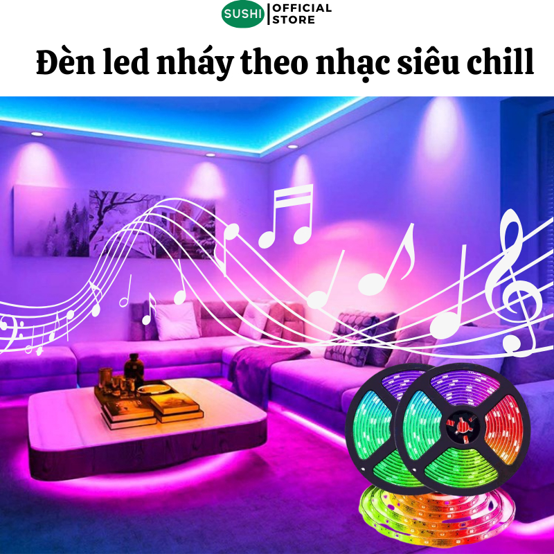 Dây Đèn Led Sushi 16 Triệu Màu Nháy Theo Nhạc