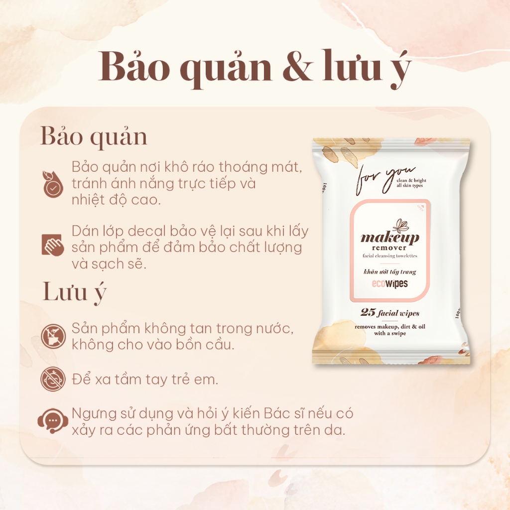 Khăn tẩy trang cao cấp Makeup Remover gói 25 tờ làm sạch lớp trang điểm nhanh chóng
