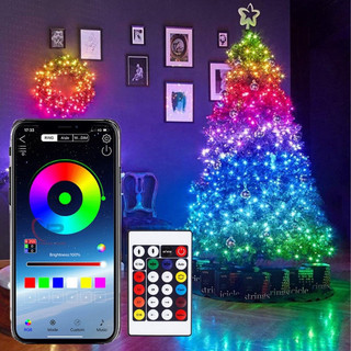  Dây đèn led,đèn fairy light giọt lệ 16 trệu màu 10M Nháy theo nhạc chống nước IP68 chỉnh app Điện Thoại,trang trí tết 