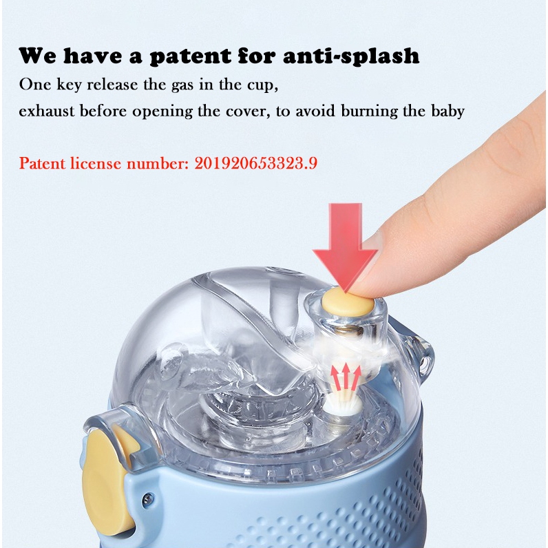 Bình nước chống tràn KUB 280ml cho bé bằng 316 thép không gỉ cách nhiệt niêm phong du lịch bình nước trẻ em có ống hút