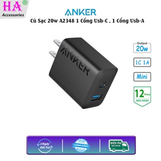 Củ Sạc Nhanh Thông Minh Anker 2 Cổng 1C 1A 20w A2348 Công Nghệ PD IQ3 Tương Thích Điện Thoại Máy Tính Bảng Đồng Hồ...