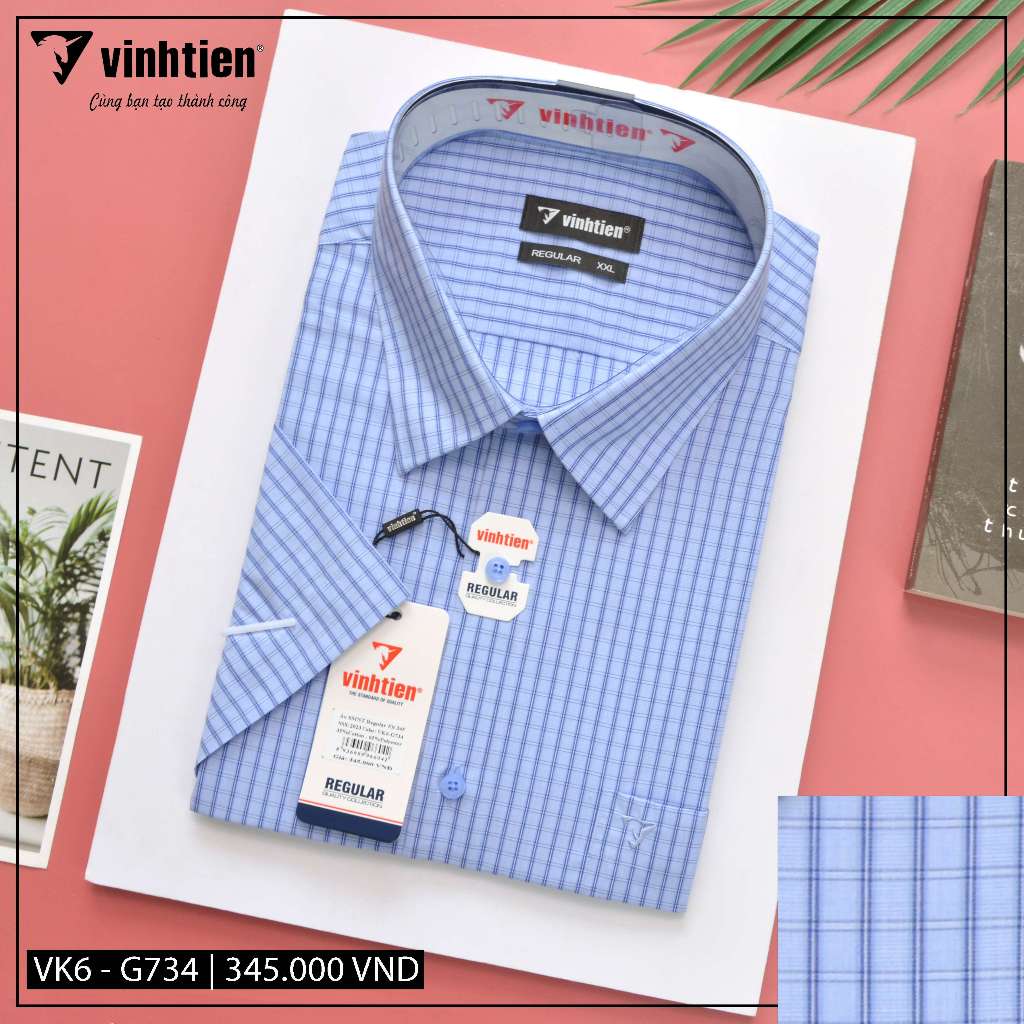 Áo Sơ Mi Ngắn Tay Sọc Caro Vạt Bầu Form Regular Vĩnh Tiến 345 - Nhiều Màu