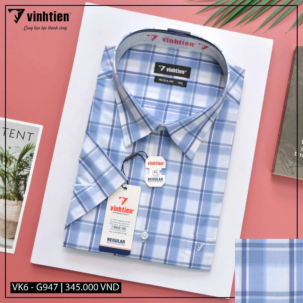 Áo Sơ Mi Ngắn Tay Sọc Caro Vạt Bầu Form Regular Vĩnh Tiến 345 - Nhiều Màu