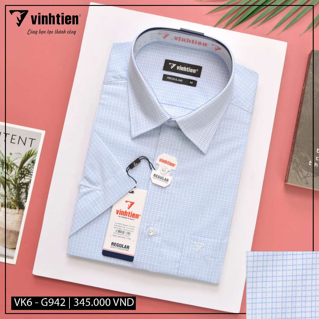 Áo Sơ Mi Ngắn Tay Sọc Caro Vạt Bầu Form Regular Vĩnh Tiến 345 - Nhiều Màu