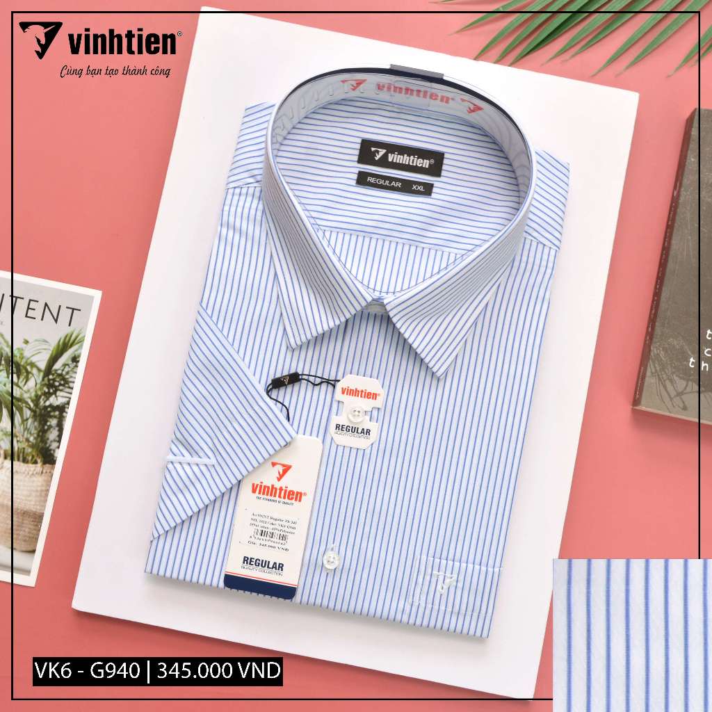 Áo Sơ Mi Ngắn Tay Sọc Caro Vạt Bầu Form Regular Vĩnh Tiến 345 - Nhiều Màu