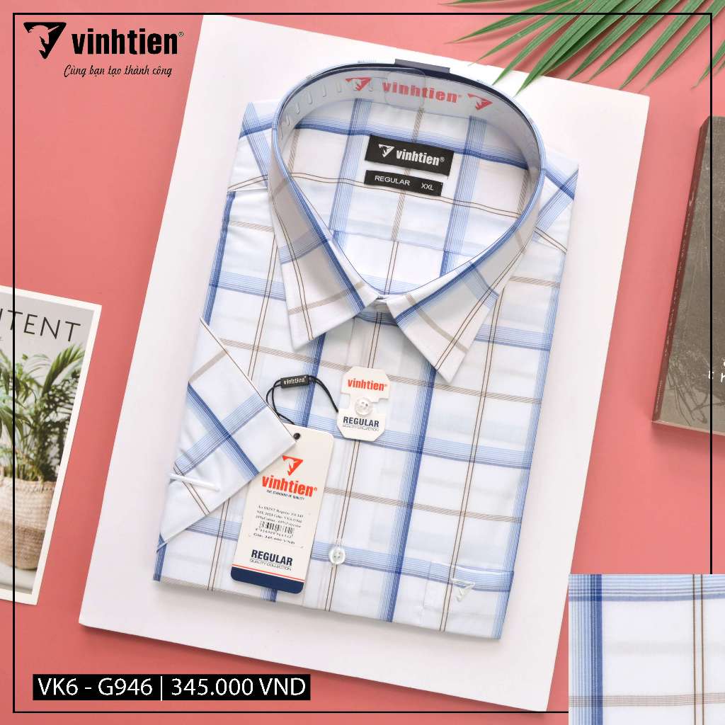Áo Sơ Mi Ngắn Tay Sọc Caro Vạt Bầu Form Regular Vĩnh Tiến 345 - Nhiều Màu
