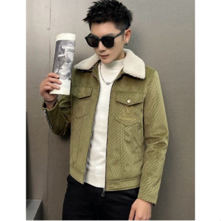 Áo Da Lộn Nhung Nam Hoạ Tiết Cổ Lông, Lót Lông Mẫu Mới