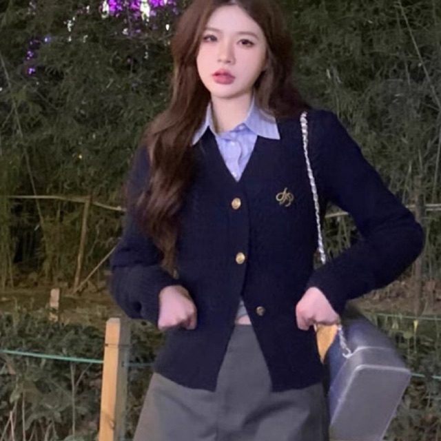 SET ÁO LEN THÊU LOGO MIX SƠMI SỌC TRẺ TRUNG