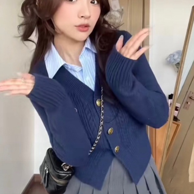 SET ÁO LEN THÊU LOGO MIX SƠMI SỌC TRẺ TRUNG