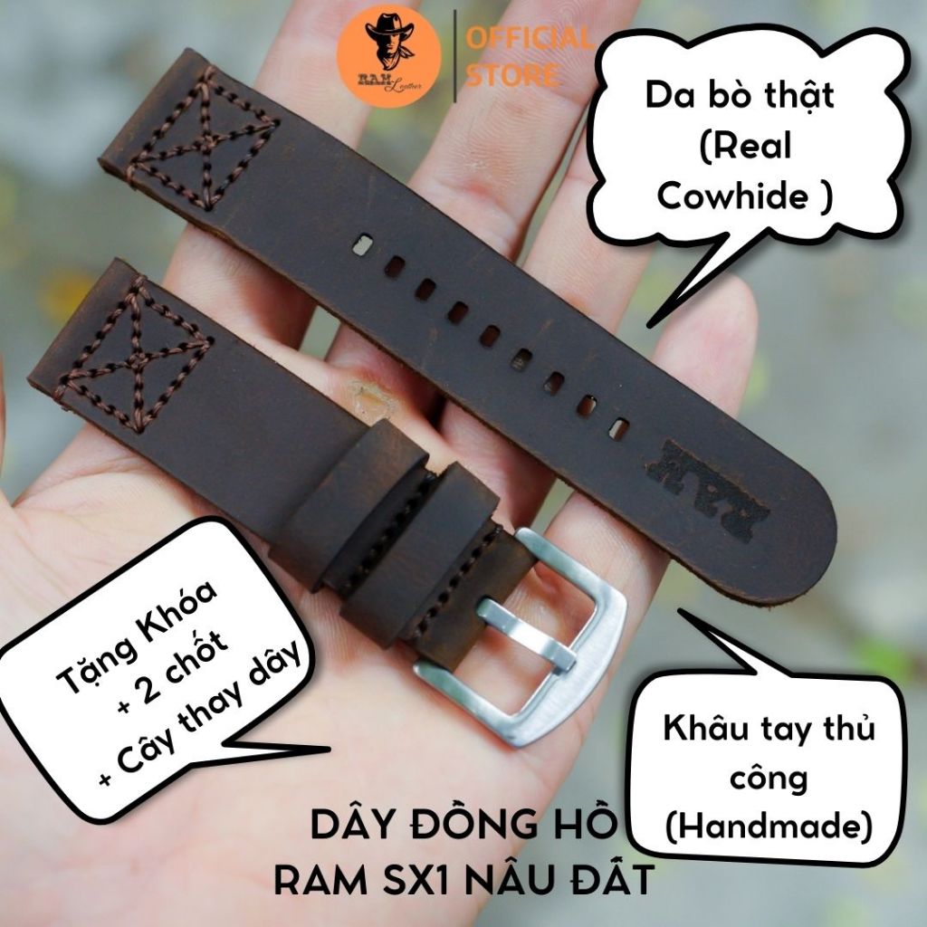 Dây Đồng Hồ AW 2,3,4,5,6,7,8, AW Ultra Da Bò Thanh Lịch - RAM Leather Simple X Nâu Đất