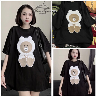 Áo Phông Tay Lỡ Đáp Gấu Mặt Buồn - Form Rộng Unisex Nam Nữ Đều Mặc Được