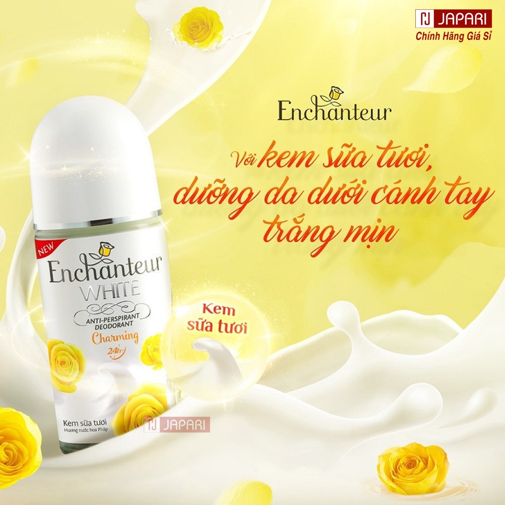 Lăn Khử Mùi Nước Hoa Nữ Enchanteur 25ml/50ml CHÍNH HÃNG - Lăn Nách Enchanteur Dạng Sữa Giảm Thâm, Dưỡng Trắng Japari