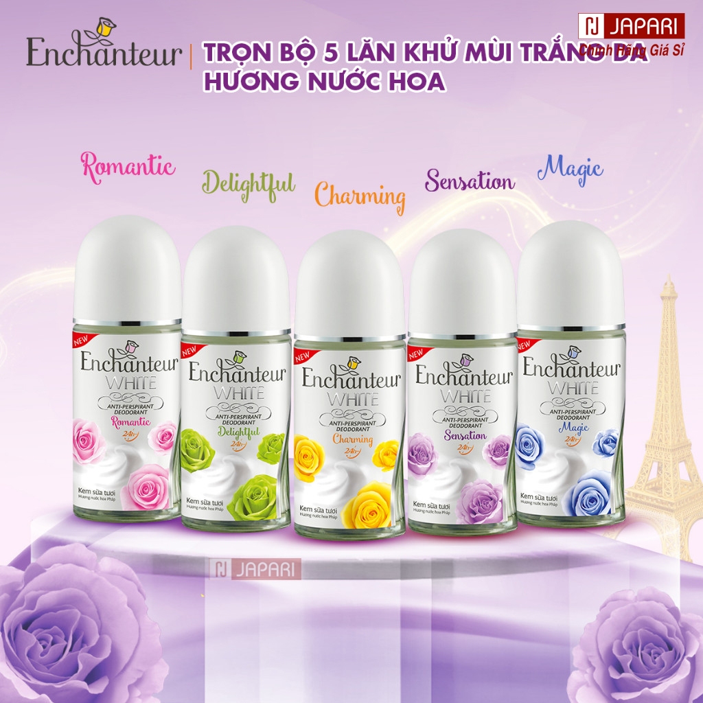 Lăn Khử Mùi Nước Hoa Nữ Enchanteur 25ml/50ml CHÍNH HÃNG - Lăn Nách Enchanteur Dạng Sữa Giảm Thâm, Dưỡng Trắng Japari