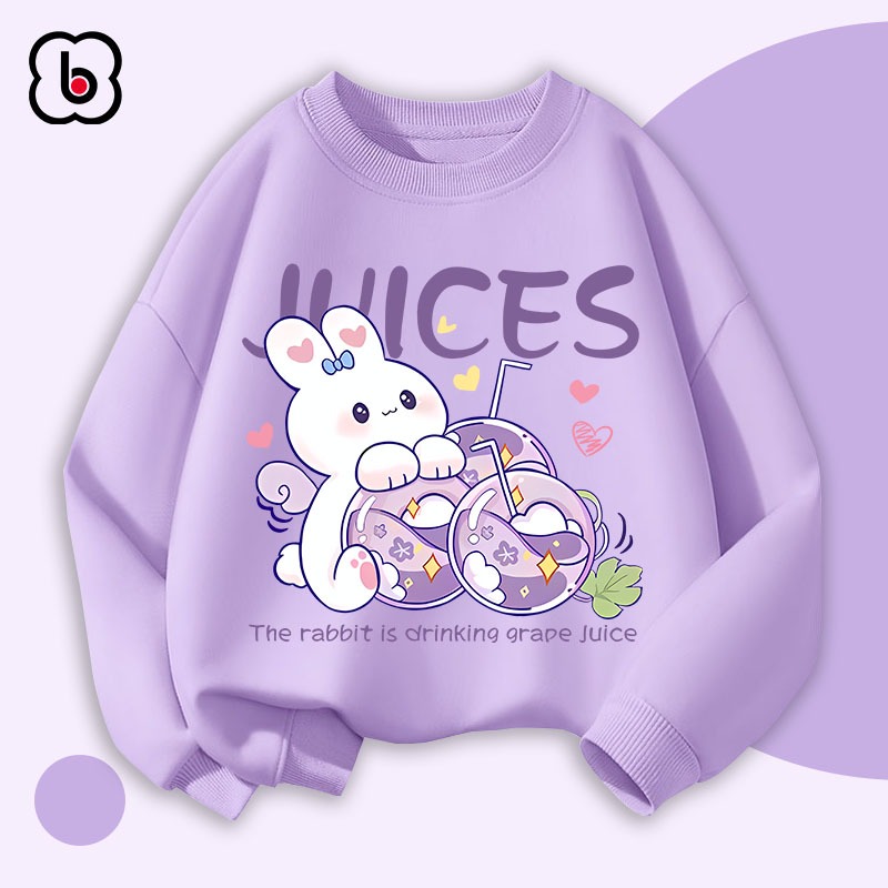 Áo sweater bé gái BabyloveGO 2024 áo nỉ dài tay thu đông cho bé in hình ngộ nghĩnh đáng yêu