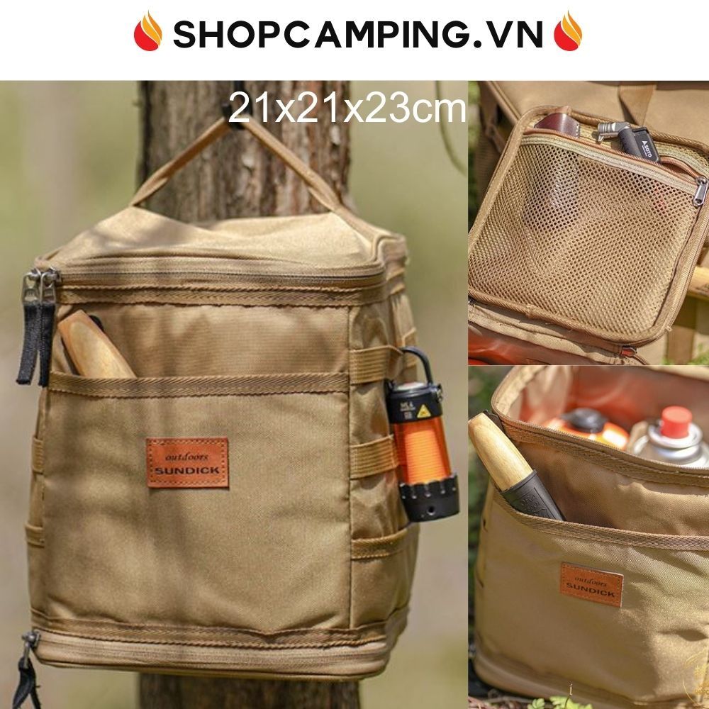 Túi đựng đồ gấp gọn Sundick, túi đựng dụng cụ size 21x21x23cm du lịch, cắm trại dã ngoại - Camping VietNam