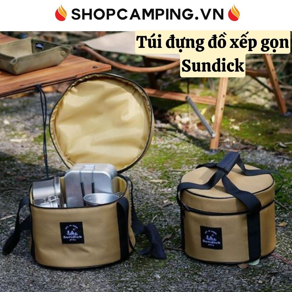 Túi đựng đồ xếp gọn Sundick tròn, túi đựng dụng cụ vải oxford cắm trại, dã ngoại - Camping VietNam