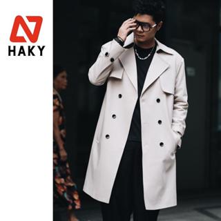 HK4 - Áo Măng Tô KaKi Nam Dáng Dài HAKY Phong Cách Hàn Quốc Trẻ Trung, Áo Mangto Vải Kaki Cao Cấp 3 Lớp Có Đệm Vai